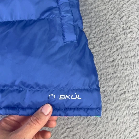 IBKUL Reversible Puffer Vest Womens Small Blue Floral Full Zip Active Outdoors - Picture 9 of 10